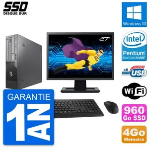 PC Fujitsu E500 E85+ DT Ecran 27" Intel G630 RAM 4Go SSD 960Go Windows... pas cher