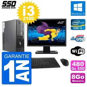 PC Fujitsu E500 E85+ DT Ecran 22" i3-2100 RAM 8Go SSD 480Go Windows 10... pas cher