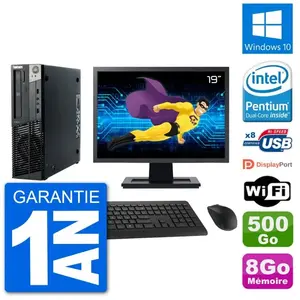 PC Lenovo M92p SFF Ecran 19" Intel G630 RAM 8Go Disque 500Go Windows 1... pas cher