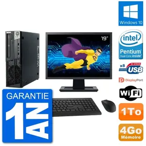 PC Lenovo M92p SFF Ecran 19" Intel G630 RAM 4Go Disque 1To Windows 10 ... pas cher