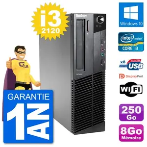 PC Lenovo M92p SFF Intel i3-2120 RAM 8Go Disque Dur 250Go Windows 10 W... pas cher