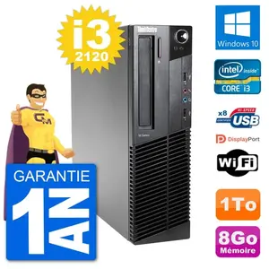 PC Lenovo M92p SFF Intel i3-2120 RAM 8Go Disque Dur 1To Windows 10 Wif... pas cher