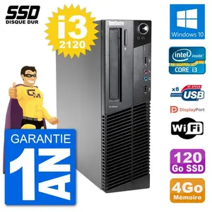 PC Lenovo ThinkCentre M92p SFF Intel i3-2120 RAM 4Go SSD 120Go Windows... pas cher