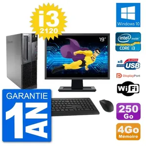 PC Lenovo M92p SFF Ecran 19" Intel i3-2120 RAM 4Go Disque 250Go Window... pas cher