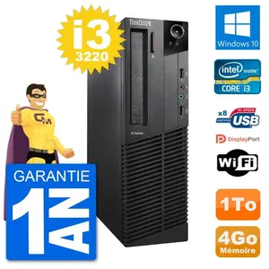 PC Lenovo M92p SFF Intel i3-3220 RAM 4Go Disque Dur 1To Windows 10 Wif... pas cher
