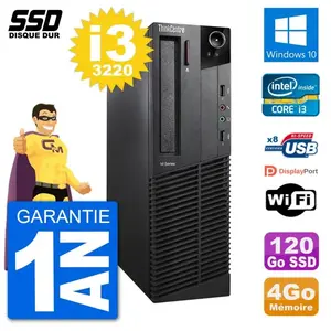 PC Lenovo ThinkCentre M92p SFF Intel i3-3220 RAM 4Go SSD 120Go Windows... pas cher