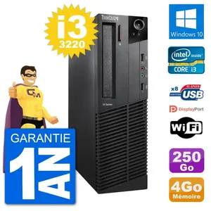 PC Lenovo M92p SFF Intel i3-3220 RAM 4Go Disque Dur 250Go Windows 10 W... pas cher