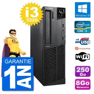 PC Lenovo M92p SFF Intel i3-3220 RAM 8Go Disque Dur 250Go Windows 10 W... pas cher