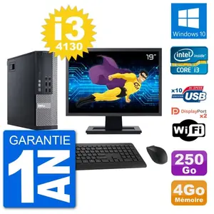 PC Dell 9020 SFF Ecran 19 Intel i3-4130 RAM 4Go Disque 250Go Windows 1... pas cher