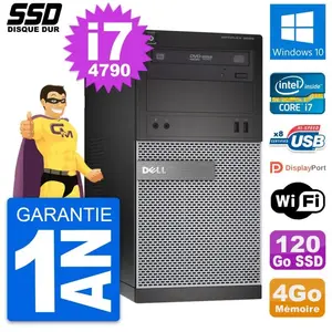 PC Tour Dell OptiPlex 3020 Intel Core i7-4790 RAM 4Go SSD 120Go Window... pas cher