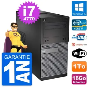 PC Tour Dell OptiPlex 3020 Intel i7-4770 RAM 16Go Disque Dur 1To Windo... pas cher