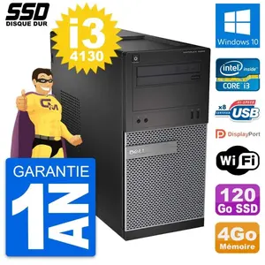 PC Tour Dell OptiPlex 3020 Intel Core i3-4130 RAM 4Go SSD 120Go Window... pas cher