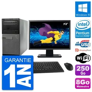 PC Tour Dell 3020 Ecran 19" Intel G3220 RAM 8Go Disque 250Go Windows 1... pas cher