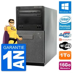 PC Tour Dell OptiPlex 3020 Intel G3220 RAM 16Go Disque Dur 1To Windows... pas cher
