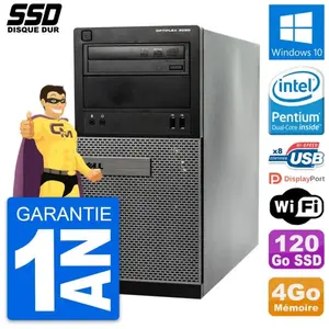PC Tour Dell OptiPlex 3020 Intel G3220 RAM 4Go SSD 120Go Windows 10 Wi... pas cher