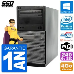 PC Tour Dell OptiPlex 3020 Intel G3220 RAM 4Go SSD 240Go Windows 10 Wi... pas cher