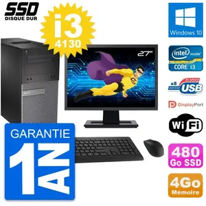 PC Tour Dell 3020 Ecran 27" Intel Core i3-4130 RAM 4Go SSD 480Go Windo... pas cher