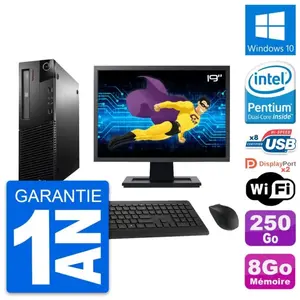 PC Lenovo M93p SFF Ecran 19" Intel G3220 RAM 8Go Disque 250Go Windows ... pas cher