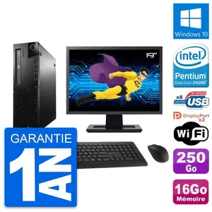 PC Lenovo M93p SFF Ecran 19" Intel G3220 RAM 16Go Disque 250Go Windows... pas cher