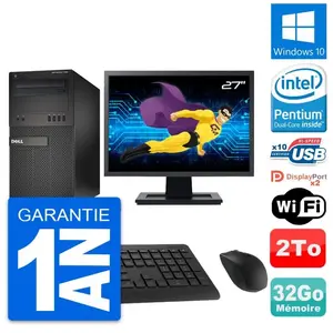 PC Tour Dell XE2 MT Ecran 27" Pentium G3220 RAM 32Go Disque 2To Window... pas cher