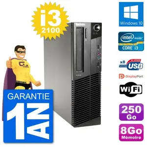 PC Lenovo M91p SFF Intel i3-2100 RAM 8Go Disque Dur 250Go Windows 10 W... pas cher