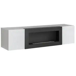 MEUBLORAMA Meuble TV FLY avec cheminée bio-éthanol intégrée   Noir et ... pas cher