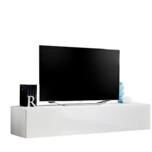 PRICE FACTORY Meuble TV FLY design, coloris blanc brillant. Meuble suspendu moderne et tendance pour votre salon.: 40 BlancVendu parcdiscount