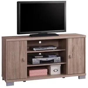 Meublorama PRICE FACTORY Meuble TV BELEK 120 cm à 2 portes et 3 niches coloris Sonoma.: 40 Marron pas cher