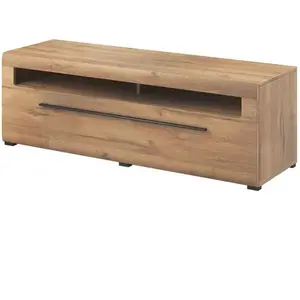 PRICE FACTORY Meuble TV XL 160cm collection BREDA. Coloris chêne. Style design. 160x52x50 MarronVendu parcdiscount