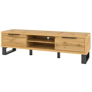 PRICE FACTORY Meuble TV XL 180cm collection MILO. Coloris chêne. Style design. 180x50x50 MarronVendu parcdiscount