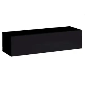 Meublorama PRICE FACTORY Meuble TV suspendu 120cm coloris noir collection SWITCH. Finitions brillantes. pas cher