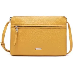 David Jones - Sac Bandoulière Femme - Sacoche Plat Petit Sac à Main Porté Epaule Cuir PU - Pochette Téléphone - Jaune