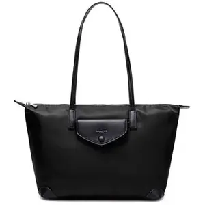 Sac à Main Nylon - David Jones - Cabas Shopping Femme - Fourre-Tout Souple Grande Taille Bandoulière Epaule - Travail Voyage - Noir pas cher