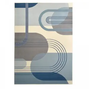 Tapis salon 160x225 COURBLA Bleu OEKO-TEX®Vendu parcdiscount