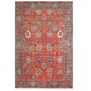 UNAMOURDETAPIS Tapis Orient tissé à plat Jacquard DIAMETRE 160 NOMEDA rouge , tapis en cotonVendu parcdiscount
