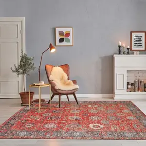 UNAMOURDETAPIS Tapis Orient tissé à plat Jacquard diametre 200 nomeda rouge , tapis en cotonVendu parcdiscount