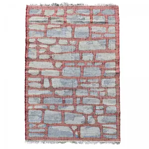 Tapis en jute 160x230 fait à la main bleu et gris JUTAP