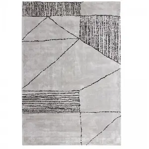 UNAMOURDETAPIS Tapis salon et chambre 120x170 gris et noir rectangle fait à la main pas cher