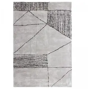 Tapis - UNAMOURDETAPIS - RAGGAL - 160x230 cm - Rectangulaire - Gris - Tufté mainVendu parcdiscount