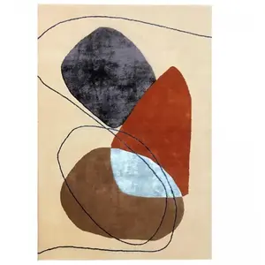 Impalo - Tapis salon et chambre en laine 160x230 beige et orange fait mainVendu parcdiscount