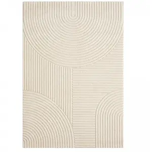 Dezenco - Tapis salon et chambre 200x290 crème rectangle tissé motif simple cernan