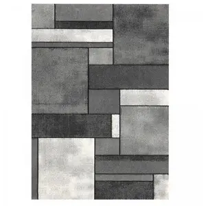 UNAMOURDETAPIS Tapis salon et chambre 160x230 gris rectangle tissé motif géométrique geomeVendu parcdiscount