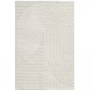 tapis grand salon 240x340 tissé crème rectangle motif simple LYN9 B