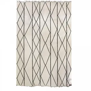 Unamourdetapis - Tapis salon et chambre en laine 200x300 beige et noir fait main