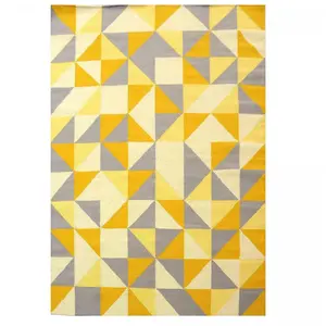 UNAMOURDETAPIS Tapis kilim - UN AMOUR DE TAPIS - SCANDIVIAN Jaune - 170x240 cm - Tissé main - Polypropylène pas cher