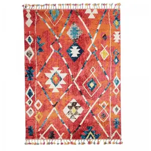 UNAMOURDETAPIS Tapis berbère 120x170 tissé motifs tribaux LYN5 OURIKA B bleu et jauneVendu parcdiscount