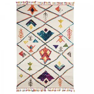 UNAMOURDETAPIS Tapis berbère motifs tribaux 80x150 blanc berbal cVendu parcdiscount