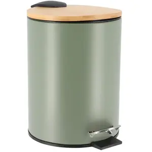 Poubelle metal frein de chute 2.5L - kaki bambou Tendance pas cher