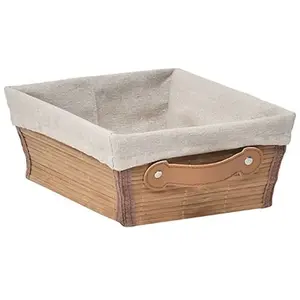 Paniere dressing bambou l26 x p20,5 x h10,5 cm - bambou tissu lin Tendance pas cher