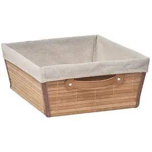 Paniere dressing bambou L40 x P32,5 x H15 cm - bambou tissu lin Tendance pas cher